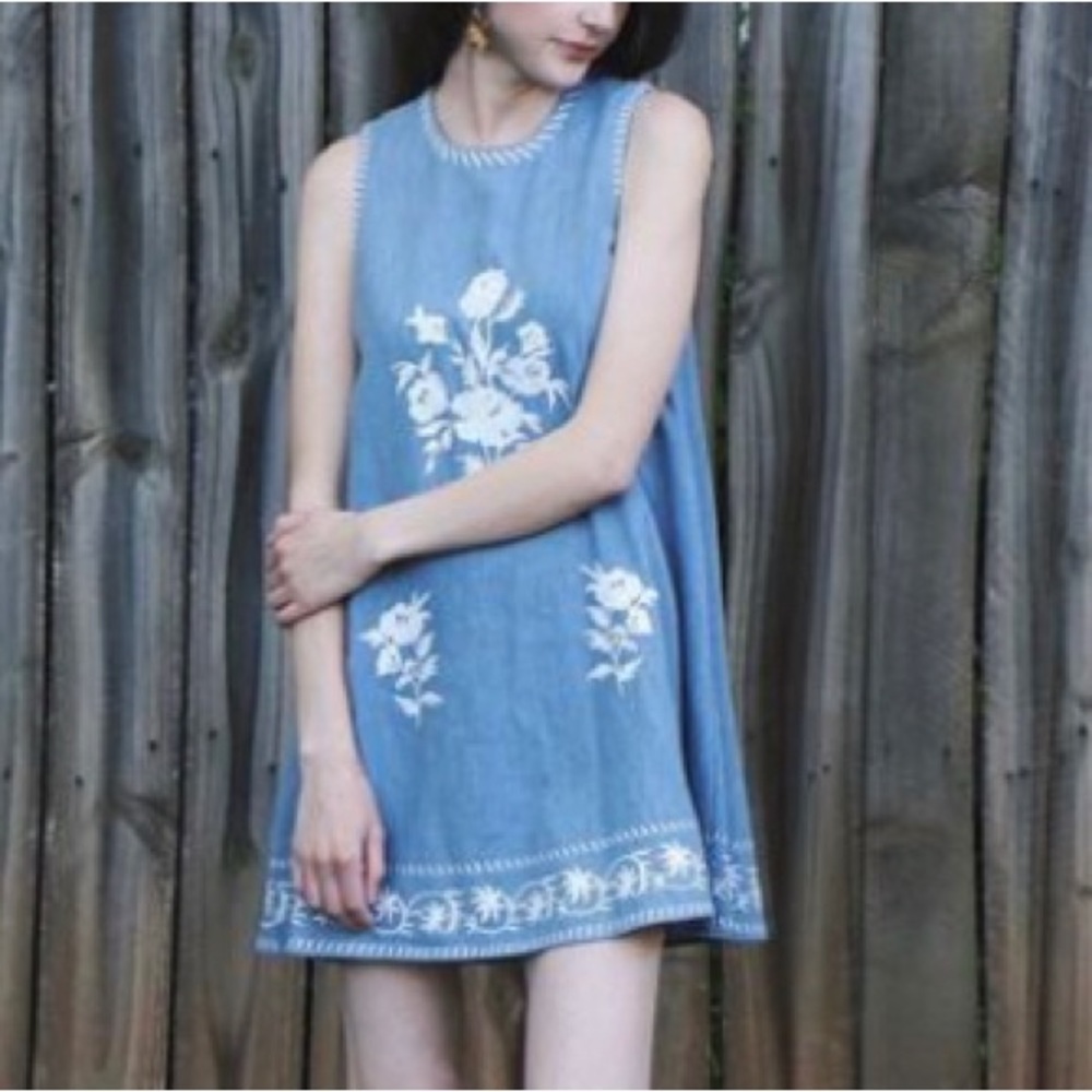 Embroidered mini zara dress